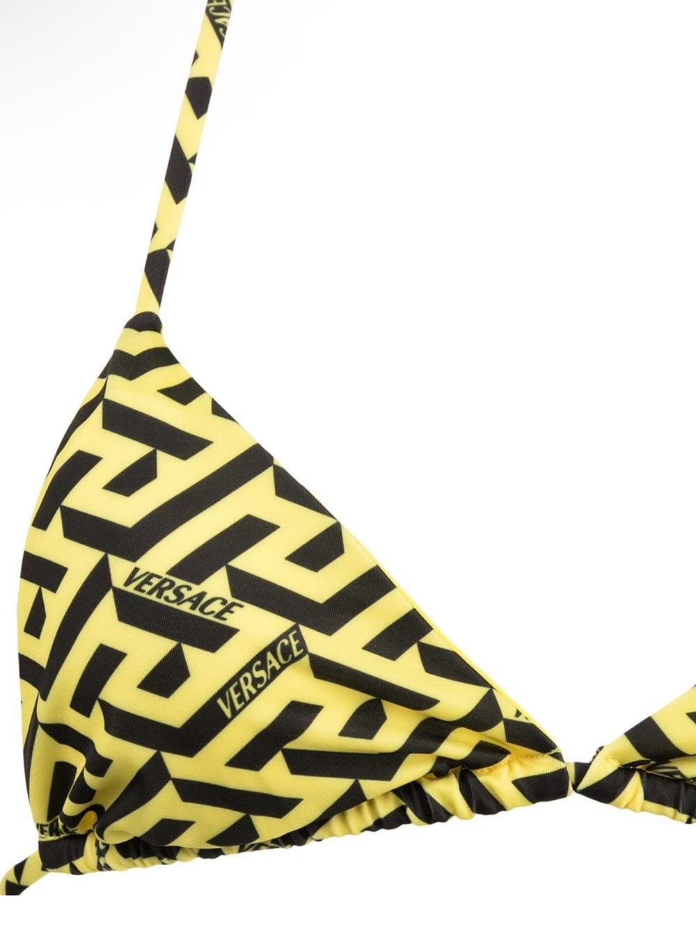 VERSACE Women monogram-print yellow / black triangle Bikini Top Versace Size 1 - Picture 3 of 3